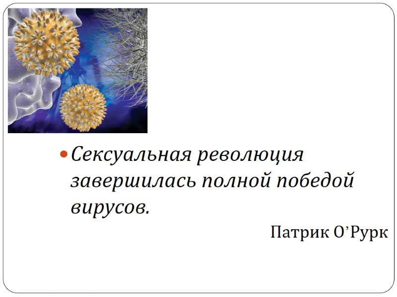 Сексуальная революция завершилась полной победой вирусов. Патрик О’Рурк